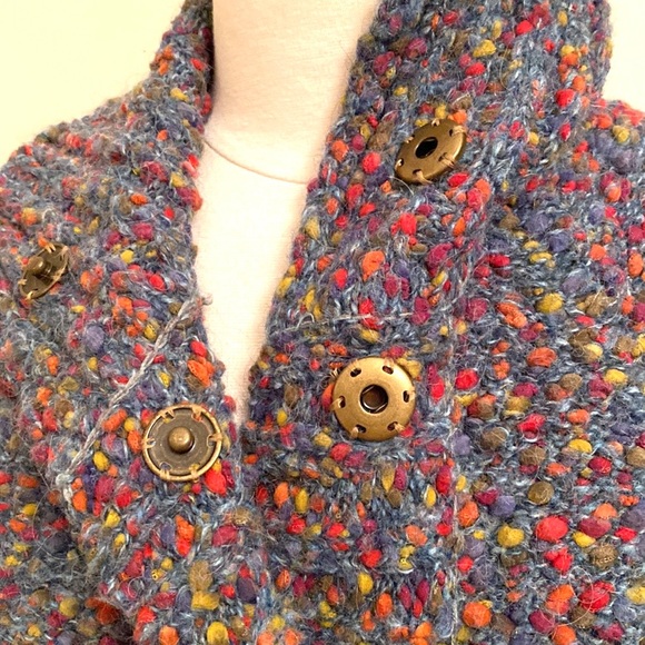 Curio New York Grey Red Chunky Knit Ribbed Alpaca Mohair Cardigan Sweater Size M - Picture 5 of 14